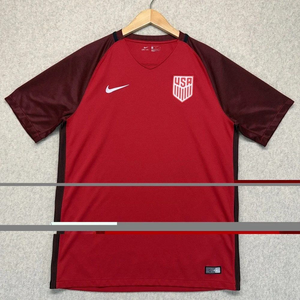 Nike USA Soccer Jersey Mens Large 2017 USMNT Dri-FIT Red Away Shirt